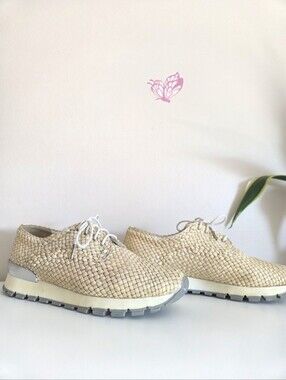 Pons Quintana Woven Leather Sneakers - Cream Womens Size 37